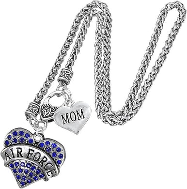 Air Force Mom Heart Necklace, Hypoallergenic, Will NOT Irritate Anyone with Sensitive Skin. Safe- Nickel, Lead and Cadmium Free