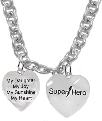 My Daughter, My Joy, My Sunshine, My Heart, Softball, SUPER HERO, She is, Special, Sterling Silver, Solid .925 Sterling, Not Plated Or Coated,18 Inch Necklace.Charm,Nickel,Lead Free.Fast