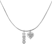 Pi Beta Phi, Authorized Sorority Jewelry Manufacturer, Greek Letters And Little Sis Heart,On A Adjustable Thin Snake Chain Lavaliere/Necklace, Hypoallergenic, Safe-No Nickel, No Lead, And No Poisonous Cadmium