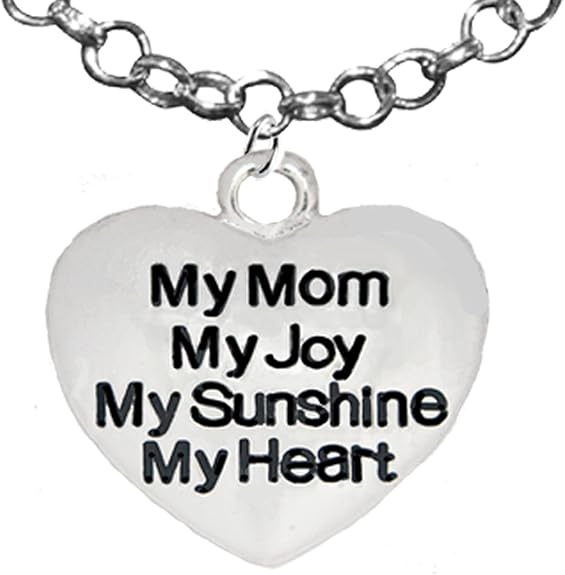 Message Jewelry, My Mom, My Joy, My Sunshine, My Heart, Adjustable Necklace, Hypoallergenic, Safe-Nickel, Lead, Free