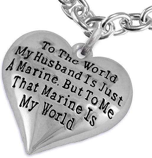 Marine Wife, My Husband is My World, Necklace, Hypoallergenic, Safe- Nickel, Lead and Cadmium Free