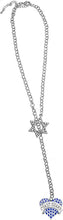 Jewish Coast Guard Crystal Heart, Through A Crystal Star of David, Rolo Chain Necklace Hypoallergenic, Safe-Nickel, Lead, and Cadmium Free