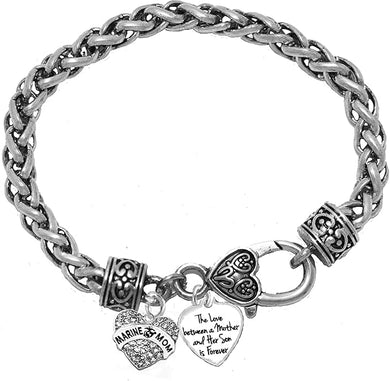 The Love Between A Mother And Her Son Is Forever, Marine Mom, Adjustable Antique Wheat Chain Braceelet, Hypoallergenic-Safe, No Nickel, Lead, Or Cadmium©2022