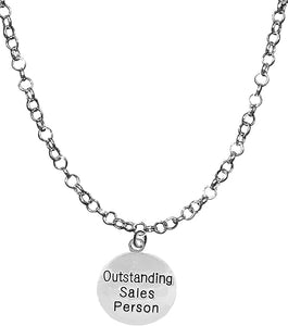 Outstanding Sales Person, Award, Adjustable 14-21 Inch Rolo Chain Necklace, Nickel, Lead, And Cadmium Free-Hypoallergenic