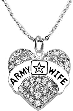 Crystal Army Wife 18 Inch Necklace, STERLING SILVER Solid .925 Sterling, Not Plated Or Coated Chain,Hypoallergenic-Safe,Nickel,Lead,And Cadmium Free Charm