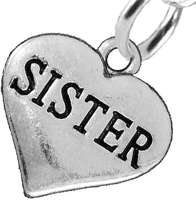 Sister Heart Charm Post Earring Hypoallergenic, Safe-Nickel, Lead & Cadmium Free!