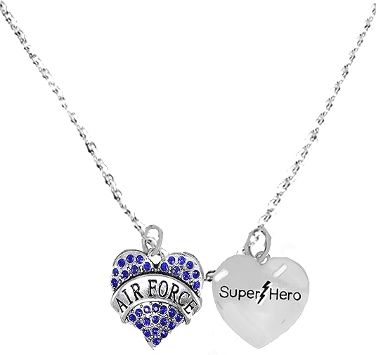 I Love My Airman, She is A, Super Hero, Sterling Silver Solid .925 Sterling, Not Plated Or Coated.18 Inch Necklace.Charm Nickel, Lead, Cadmium Free