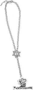 Jewish Policeman, I Love My Policeman Crystal Heart, Through A Crystal Star Of David, Necklace Hypoallergenic, Safe-Nickel, Lead, And Cadmium Free