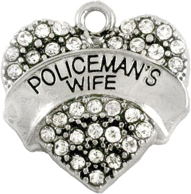 Policeman's Wife Crystal Heart Charm-Nickel Lead Cadmium Free-Fits Any Bracelet Necklace Anklet Earring