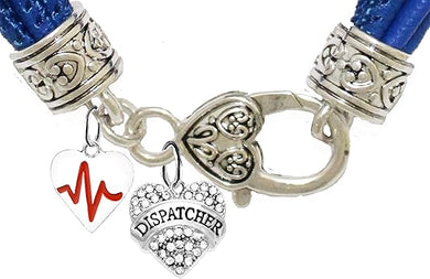 Dispatcher Genuine Crystal Heart, Beating Heart, On A Blue Leather 