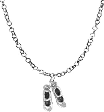 Tap Dance Shoes, Antique Silvertone Fiinish. One Of Our Best Selling Necklaces, Adjustable 14-21 Inch Rolo Chain Necklace, Nickel, Lead, And Cadmium Free-Hypoallergenic. Made In The USA