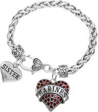 Marine Sister Heart Bracelet, Hypoallergenic, Will NOT Irritate Anyone with Sensitive Skin. Safe- Nickel, Lead and Cadmium Free