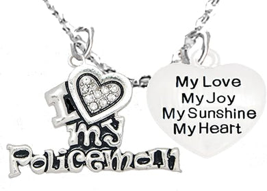 Policeman's, I Love My Policeman, My Love, My Joy, My Sunshine, Adjustable, Hypoallergenic, Safe-Nickel, Lead, Free