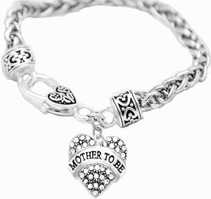 Mother To Be Crystal Heart Bracelet, Safe-Nickel, Lead & Cadmium Free!