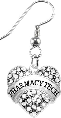 Pharmacy Tech Crystal Heart Earrings, Safe-Nickel, Lead & Cadmium Free!