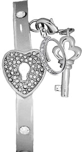 It Really Locks!, The Key To My Heart, "Initial O ", Cuff Crystal Bracelet, Hypoallergenic, Safe-Nickel, Lead, Free