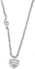 Orchestra Crystal Heart, Treble Clef Jewelry, Rolo Chain Adjustable Necklace, Hypoallergenic, Safe-Nickel, Lead, and Cadmium Free