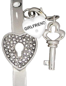 Girlfriend, "The Key To My Heart Cuff Crystal Bracelet, "It Really Locks!" Hypoallergenic, Safe-Nickel, Lead, Free