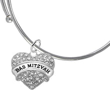 Bas Mitzvah Adjustable Bracelet, Genuine Crystal Heart, Hypoallergenic, Safe-No Nickel, Lead,or Cadmimum