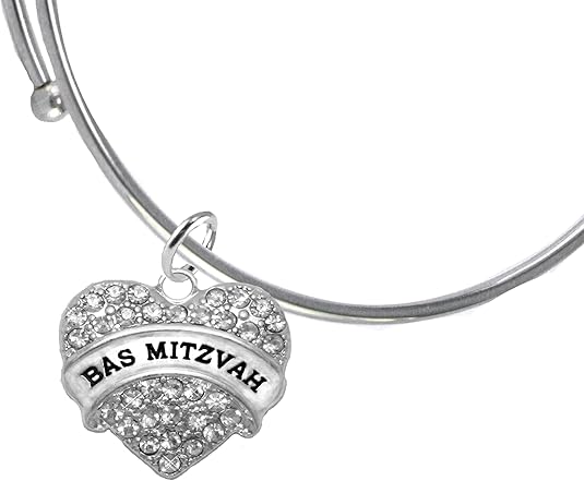 Bas Mitzvah Adjustable Bracelet, Genuine Crystal Heart, Hypoallergenic, Safe-No Nickel, Lead,or Cadmimum