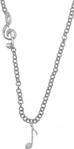 Music Note Genuine Crystal, Treble Clef Jewelry, Rolo Chain Adjustable Necklace, Hypoallergenic, Safe-Nickel, Lead, and Cadmium Free