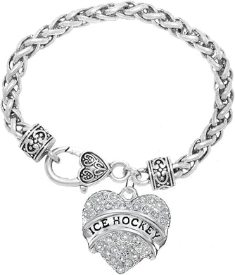 Ice Hockey Crystal Heart Bracelet-Hypoallergenic Nickel, and Lead Free!