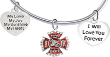 Firefighter, My Love, My Joy, My Sunshine, I Will Love You Forever Bracelet, Hypoallergenic, Safe-Nickel, Lead, Free