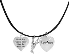 Martial Arts, Kickboxing Jewelry, Karate Jewelry, Super Hero, Never Quit, Never Stop Trying " Martial Arts Jewelry" Adjustable Necklace Hypoallergenic, Safe-Nickel, Lead Free