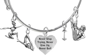 " Never Give Up, Never Quit Trying, Never Quit ", Gym Exercise, Adjustable Miracle Wire Bracelet, Hypoallergenic Safe, No Nickel, Lead, Or Poisonous Cadmium In Bracelet