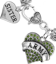 Army Sister Heart Bracelet, Hypoallergenic, Will NOT Irritate Anyone with Sensitive Skin. Safe- Nickel, Lead and Cadmium Free