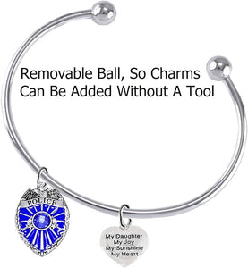 Policeman's, My Daughter, My Joy, My Sunshine, My Heart, Adjustable Bracelet, Hypoallergenic, Safe-Nickel Free, No Poisonous Lead Or Cadmium.
