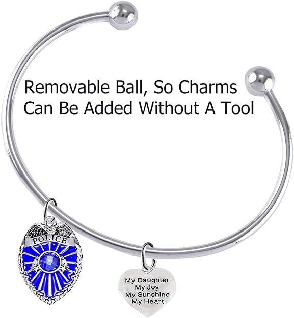 Policeman's, My Daughter, My Joy, My Sunshine, My Heart, Adjustable Bracelet, Hypoallergenic, Safe-Nickel Free, No Poisonous Lead Or Cadmium.