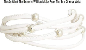 Black Genuine Crystal Cross, On A Genuine White Multi-Strand Leather Bracelet, Hypoallergenic, Safe-No Nickel, Lead, Or Poisonous Cadmium in Bracelet
