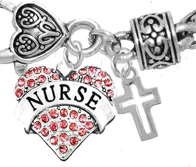 Nurse, RN, LPN, High Polished Cross, Bracelet, Hypoallergenic, Safe-Nickel, Lead, Free