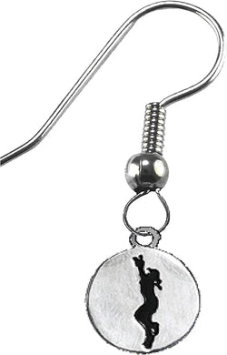 Softball, Girl Catching A Ball, Two Sided Charm On A Sterling Silver Solid .925 Sterling, Not Plated Or Coated.Fishhook Earring, Hyperallergenic Safe-Nickel, Lead, Cadmium Free