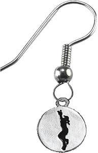 Softball, Girl Catching A Ball, Two Sided Charm On A Sterling Silver Solid .925 Sterling, Not Plated Or Coated.Fishhook Earring, Hyperallergenic Safe-Nickel, Lead, Cadmium Free
