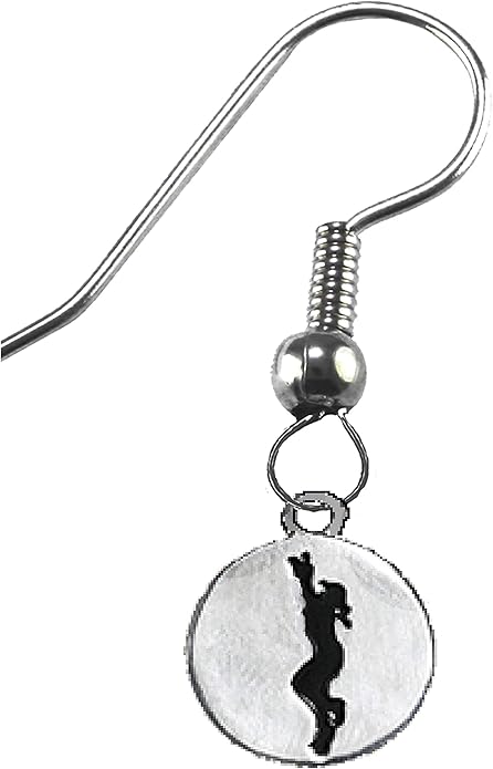 Softball, Girl Catching A Ball, Two Sided Charm On A Sterling Silver Solid .925 Sterling, Not Plated Or Coated.Fishhook Earring, Hyperallergenic Safe-Nickel, Lead, Cadmium Free
