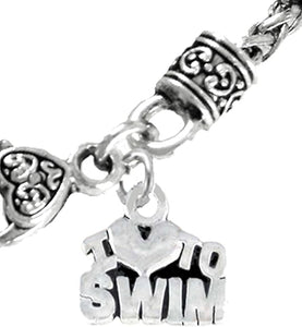 I Love Swimming, Wheat Chain Necklace, Hypoallergenic, Safe-Nickel Free, No Poisonous Lead Or Cadmium