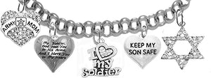 Army, My Soldier, God Has You in His Arms and I Have You in My Heart, Keep My Son Safe, Adjustable Bracelet, Hypoallergenic Safe, No Nickel, Lead, Or Poisonous Cadmium