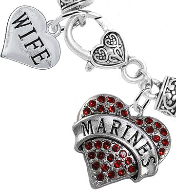 Marine Wife Heart Bracelet, Hypoallergenic, Will NOT Irritate Anyone with Sensitive Skin. Safe- Nickel, Lead and Cadmium Free