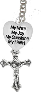 My Wife, My Joy, My Sunshine, My Heart, and A Crucifix, Through A Circle, Father, Son, Holy Ghost, Adjustable Necklace, Nickel Lead, Cadmium Free