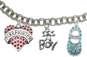 Firefighter's, Wife's, It's A Boy, Bracelet, Hypoallergenic, Safe-Nickel, Lead, Cadmium Free