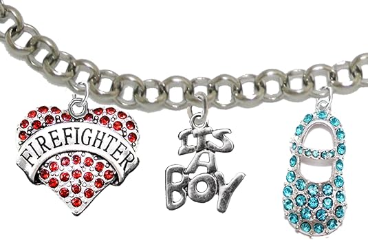 Firefighter's, Wife's, It's A Boy, Bracelet, Hypoallergenic, Safe-Nickel, Lead, Cadmium Free