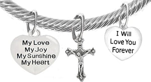 My Love, My Joy, My Sunshine, My Heart, And I Will Love You Forever, And A Crucifix, Adjustable Bracelet Nickle, Lead, Cadmium Free