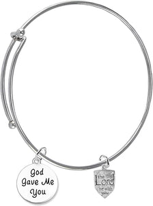 God Gave Me You,The Lord Be With You, Hypoallergenic Adjustable Miracle Wire Bracelet, Safe-Nickel, Lead And Cadmium Free
