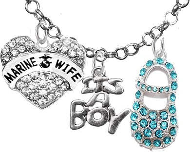 Marine Wife's, It's A Boy, Necklace, Hypoallergenic, Safe-Nickel, Lead, Cadmium Free