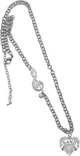 Band Crystal Heart, Treble Clef Jewelry, Rolo Chain Adjustable Necklace, Hypoallergenic, Safe-Nickel, Lead, And Cadmium Free