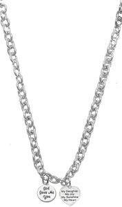 God Gave Me You, My Daughter, My Joy, My Sunshine, Sterling Silver Solid .925 Sterling, Not Plated Or Coated.Cable Chain Necklace, Charm-Nickel, Lead, Cadmium Free