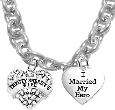 Deputy Sheriff's Wife, I Married My Hero, On A Adjustable Cable Chain Necklace, Hypoallergenic Safe-Nickel, Lead And Cadmium Free-It Is What You Do Not See That Matters™