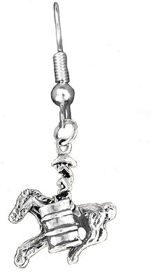 Barrel Racing, Cowgirl, Western, Sterling Silver Solid .925 Sterling, Not Plated Or Coated. On A Fishhook Earring, Charm-Nickel, Lead, Cadmium Free. ©2015